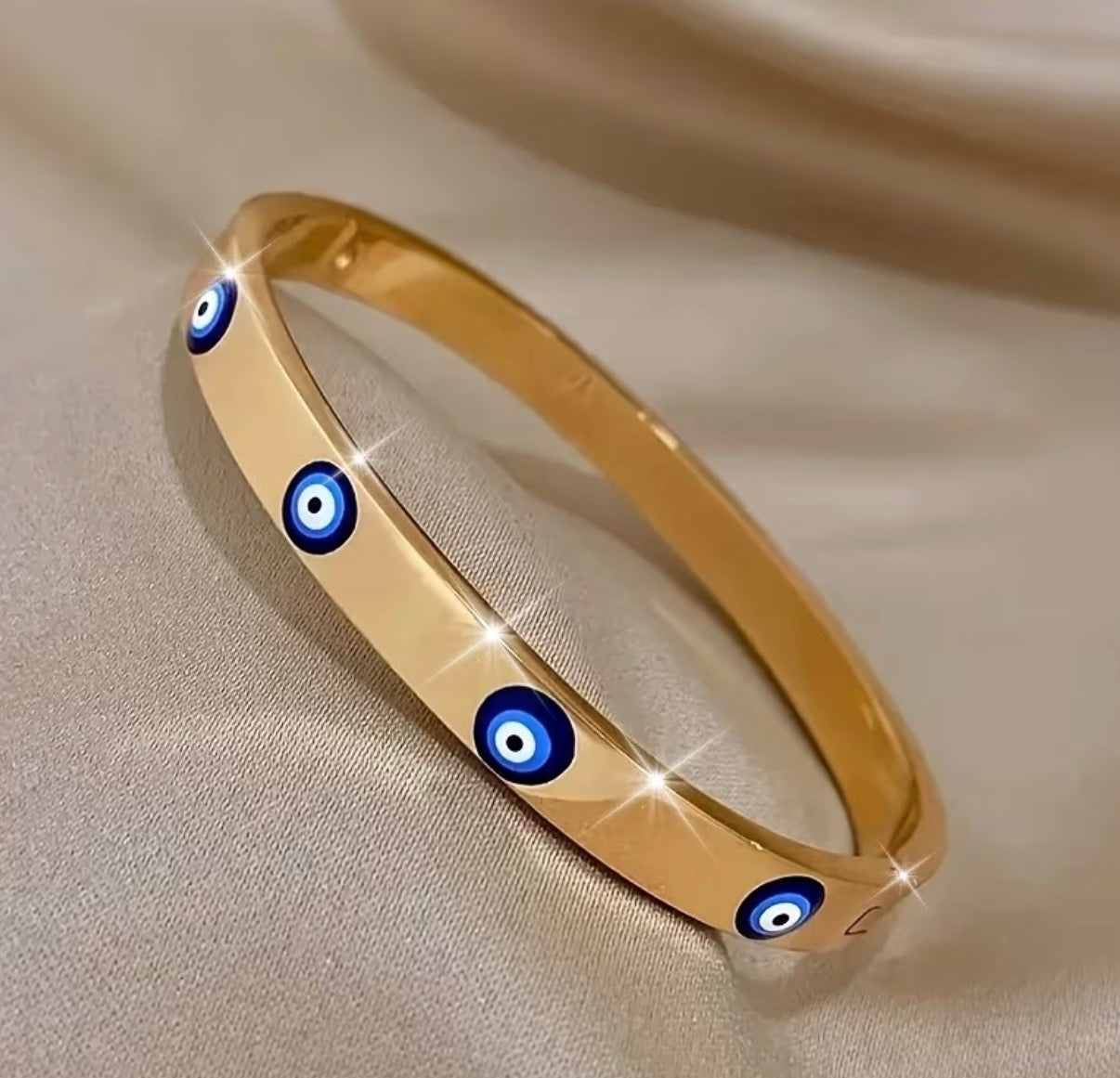 Goldener Evil Eye Armreif – Nazar Armband Edelstahl