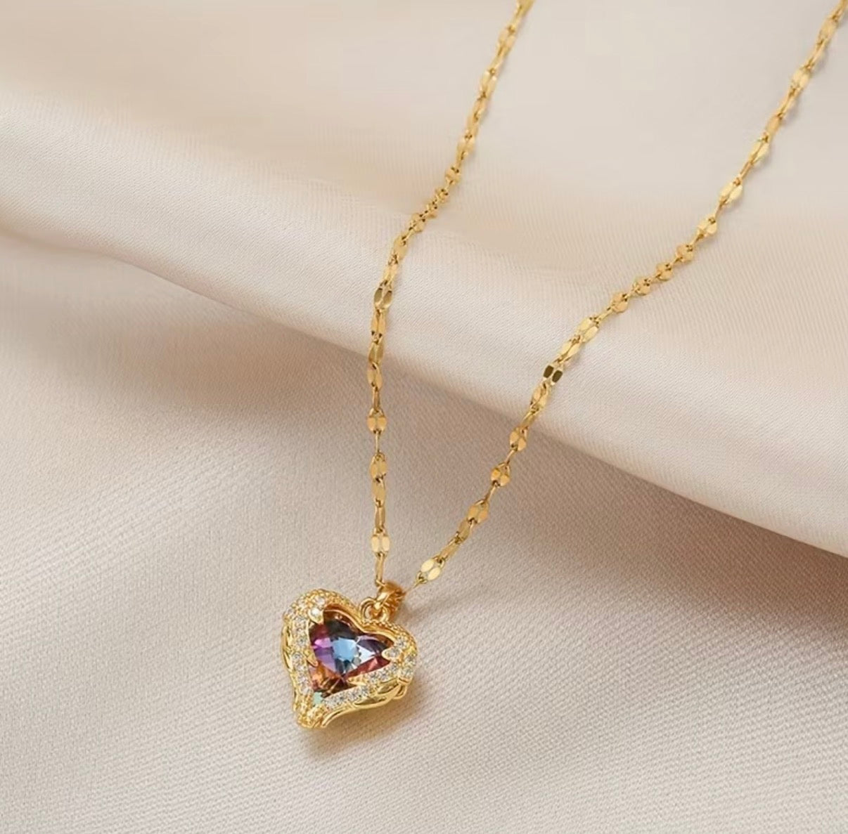 Herz Halskette mit Kristall – Elegante Gold Damen Kette