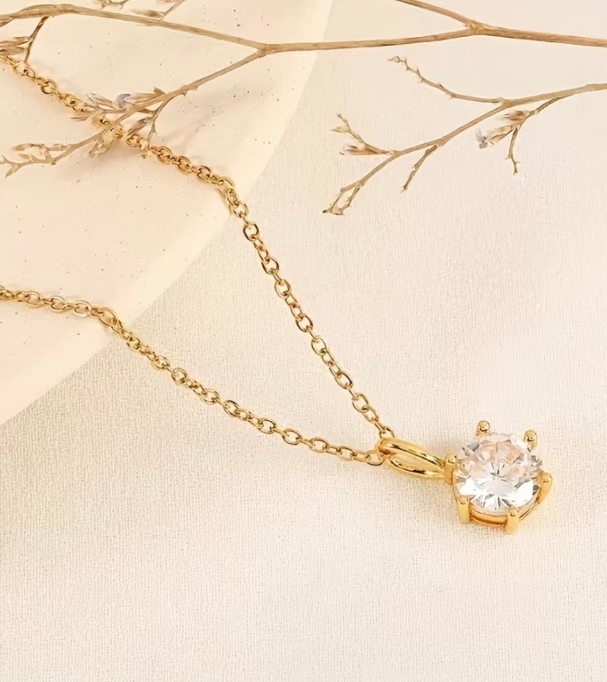 Minimalistische Zirkonia Halskette – Elegante Gold Damen Kette