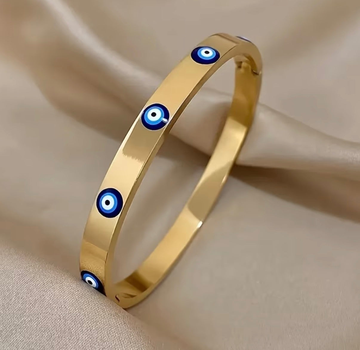 Goldener Evil Eye Armreif – Nazar Armband Edelstahl