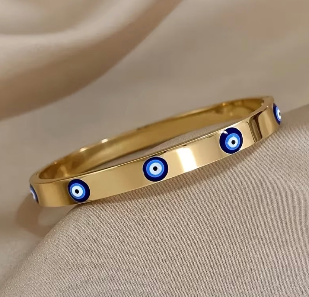 Goldener Evil Eye Armreif – Nazar Armband Edelstahl