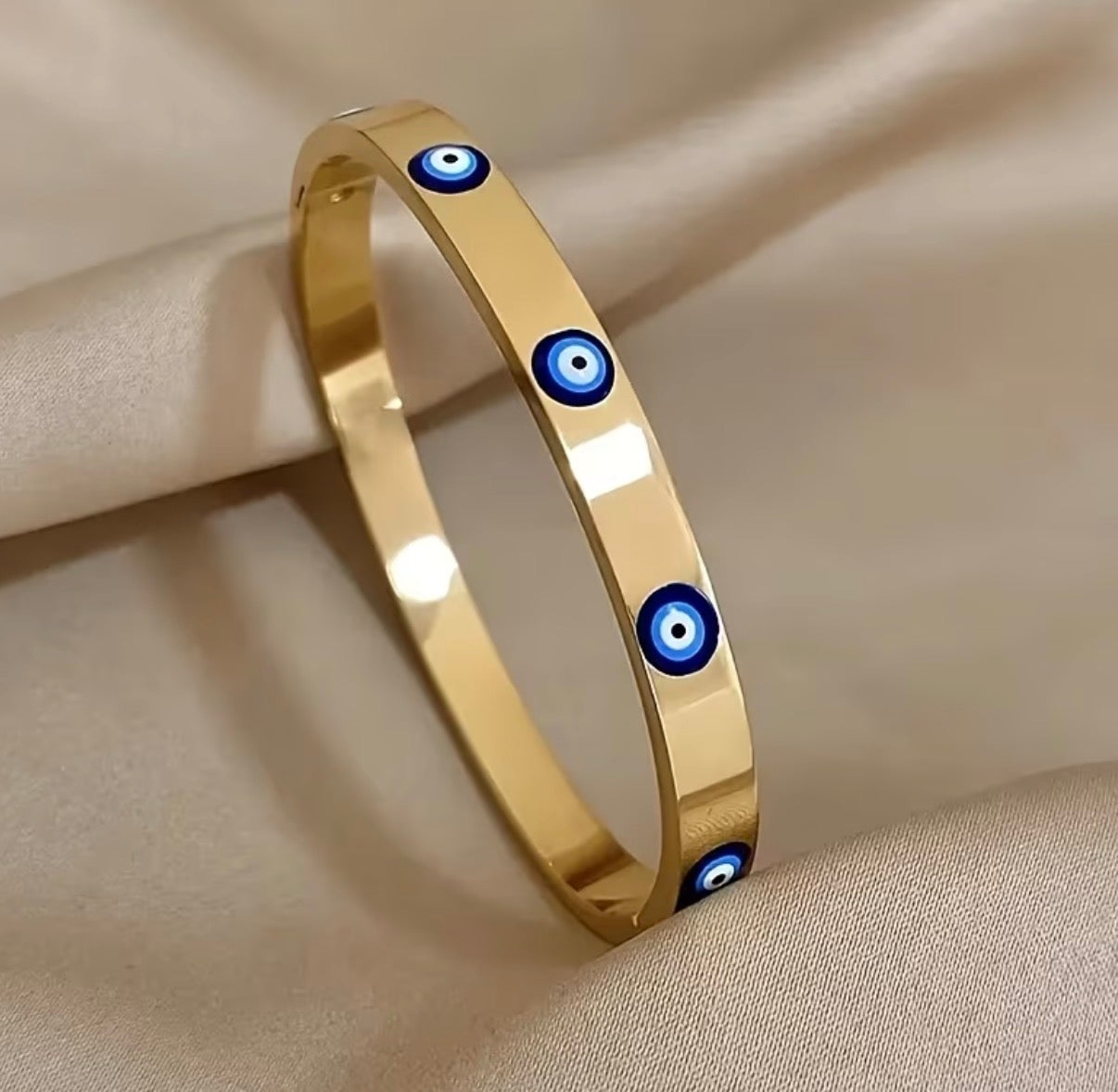 Goldener Evil Eye Armreif – Nazar Armband Edelstahl