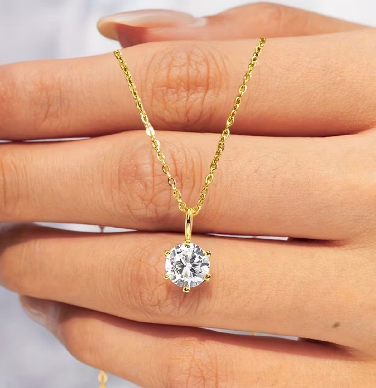 Minimalistische Zirkonia Halskette – Elegante Gold Damen Kette