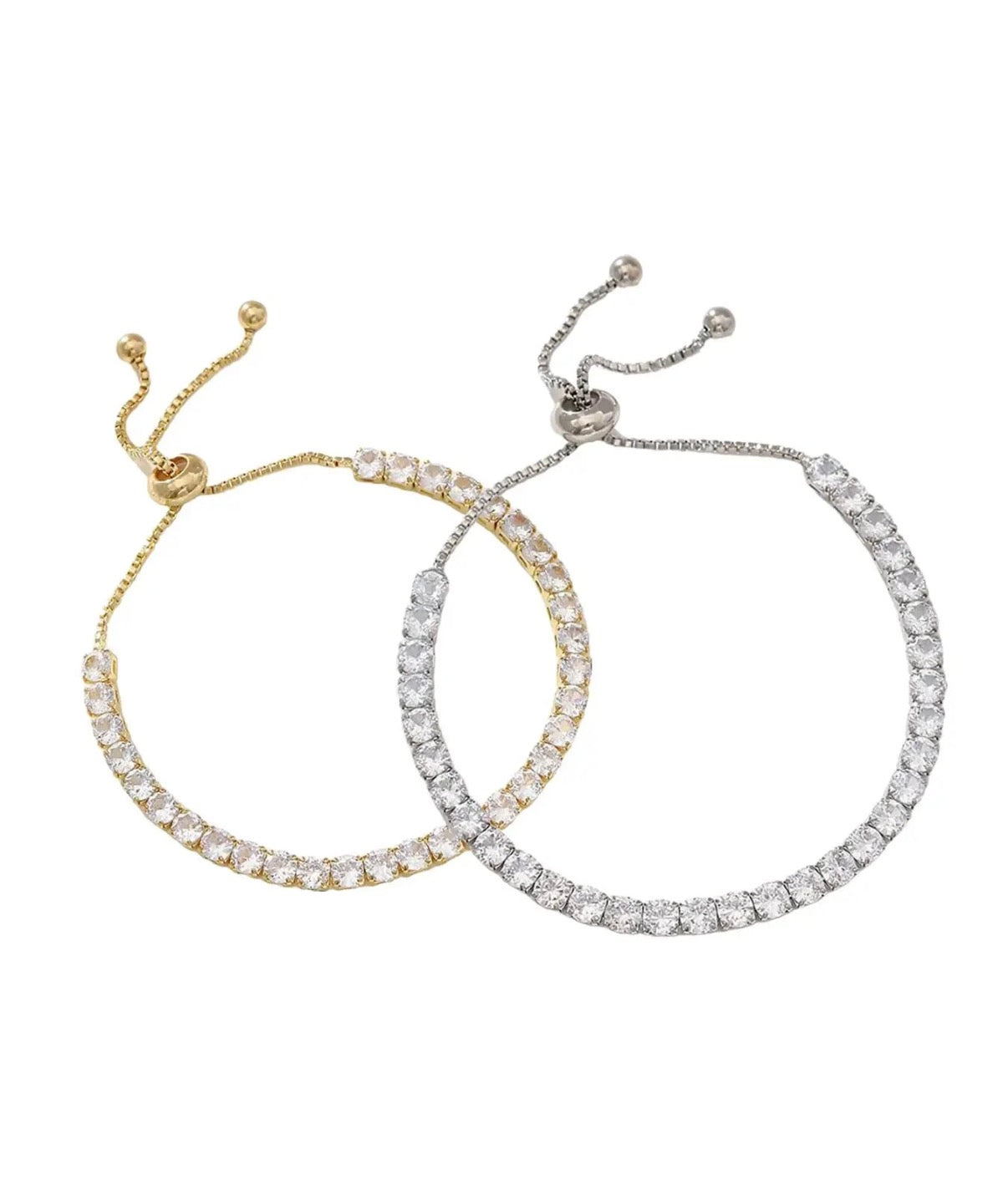Elegantes Tennisarmband mit Zirkonia – Verstellbar (Gold / Silber)