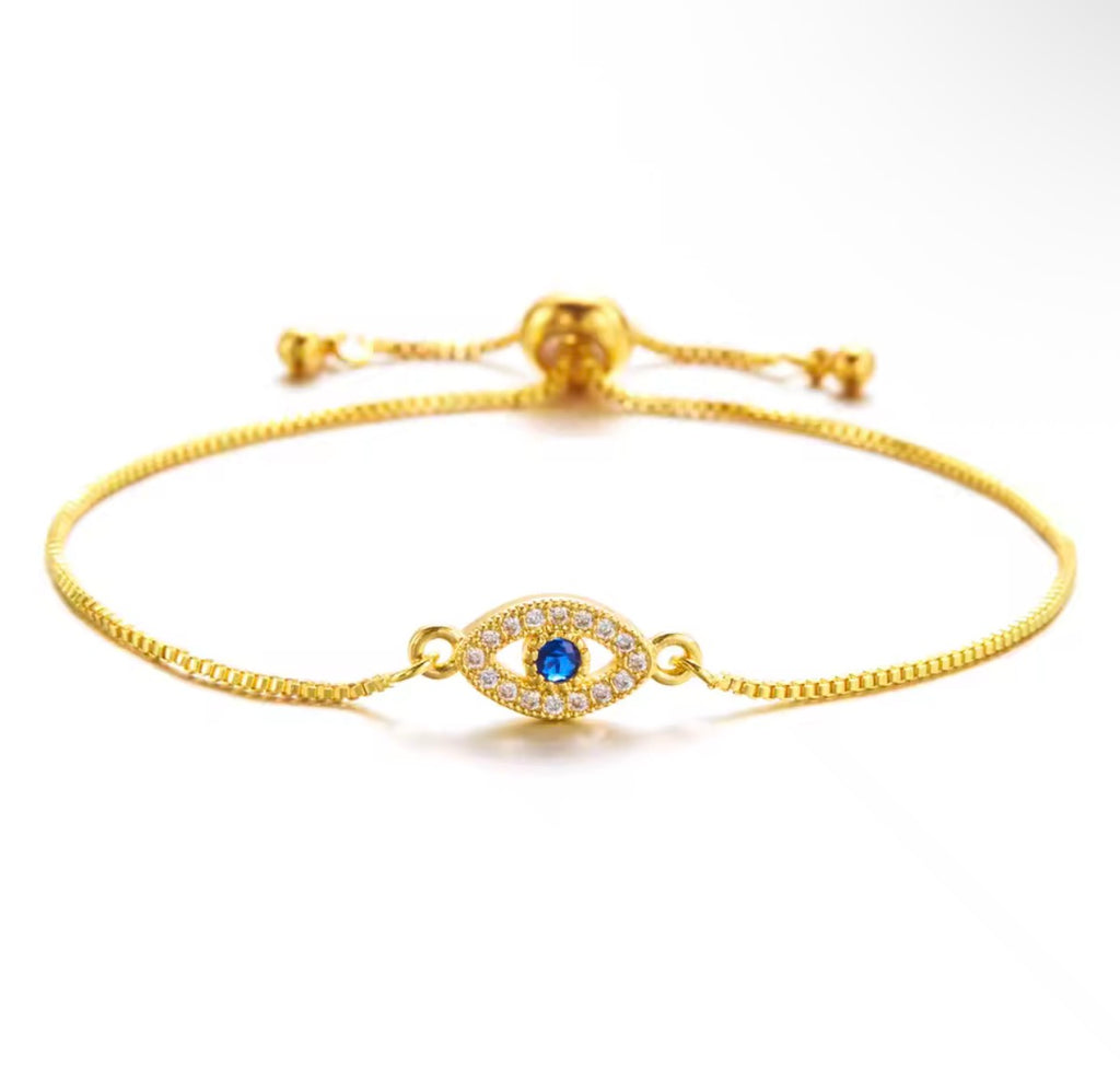 ✨ Elegantes Evil Eye Armband – Goldfarbenes Nazar Schutzarmband