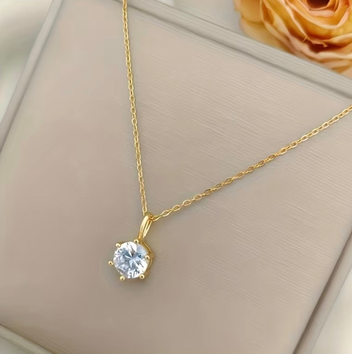 Minimalistische Zirkonia Halskette – Elegante Gold Damen Kette